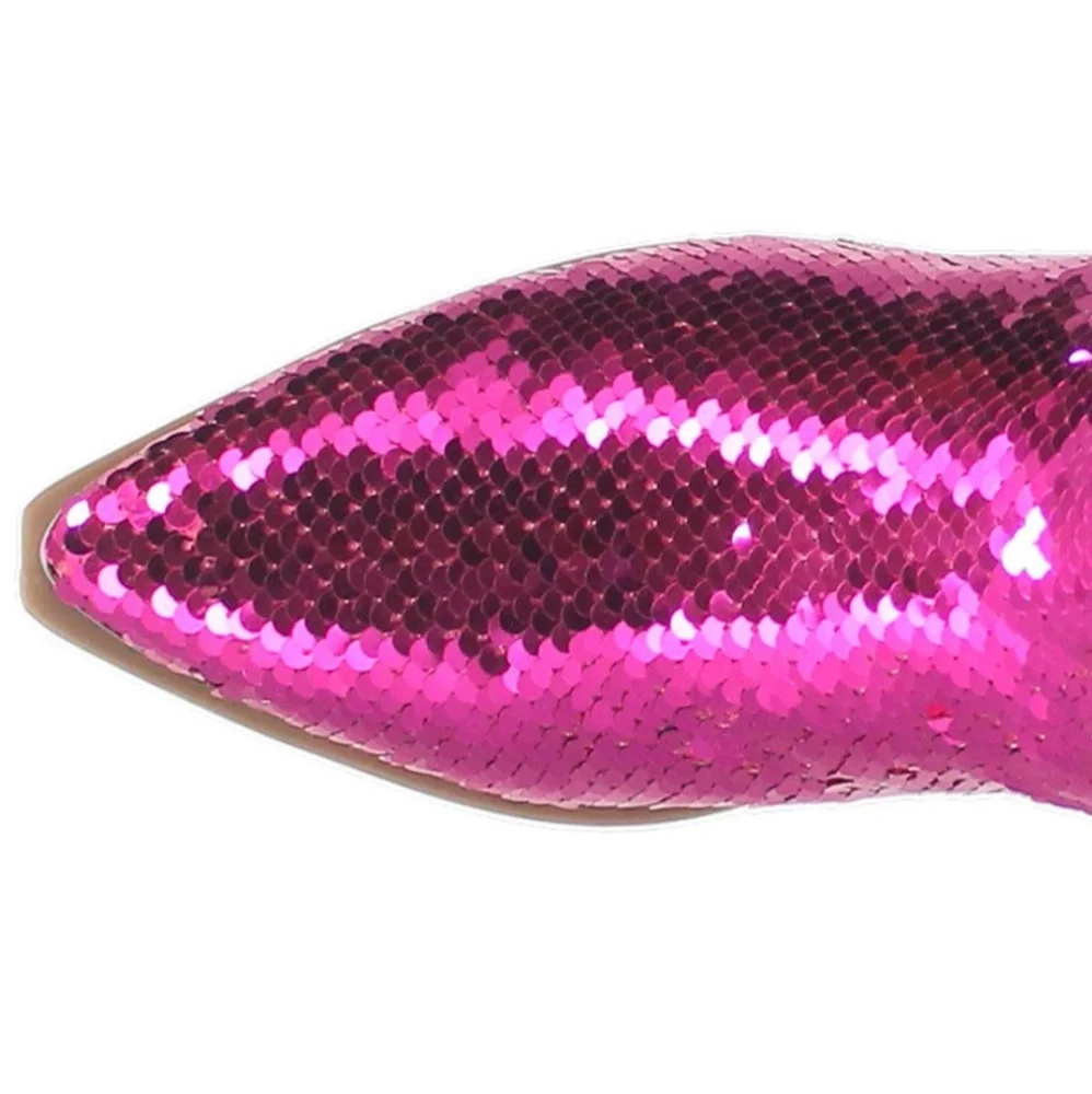 Dingo Hot Pink Sequin Ankle Boots 8.5 - Picture 3 of 10